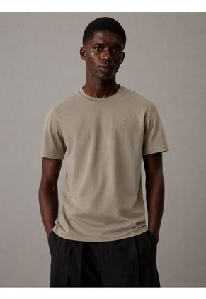 Camiseta Beige De Algodón Con Parche De Goma Calvin Klein