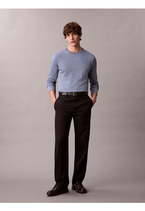 Camiseta Azul Manga Larga De Algodón Supima Interlock Calvin Klein