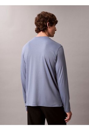 Camiseta Azul Manga Larga De Algodón Supima Interlock Calvin Klein