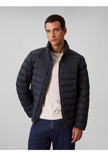 Chaqueta Negra Puffer De Peso Medio Con Capota Y Cierre De Cremallera Calvin Klein
