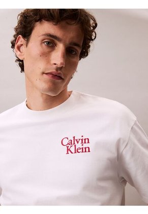 Camiseta Blanca Holgada Con Logo Gráfico Con Letras Calvin Klein