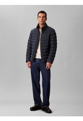 Chaqueta Negra Puffer De Peso Medio Con Capota Y Cierre De Cremallera Calvin Klein