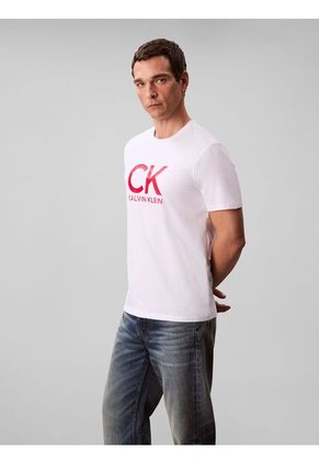 Camiseta Blanca Con Estampado Gráfico De Monograma Calvin Klein