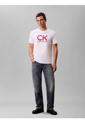 Camiseta Blanca Con Estampado Gráfico De Monograma Calvin Klein