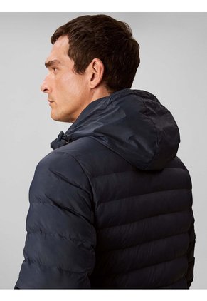 Chaqueta Negra Puffer De Peso Medio Con Capota Y Cierre De Cremallera Calvin Klein