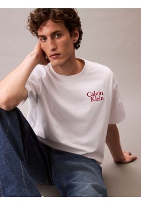 Camiseta Blanca Holgada Con Logo Gráfico Con Letras Calvin Klein