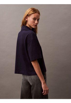 Polo Azul De Punto De Algodón Con Logo Calvin Klein