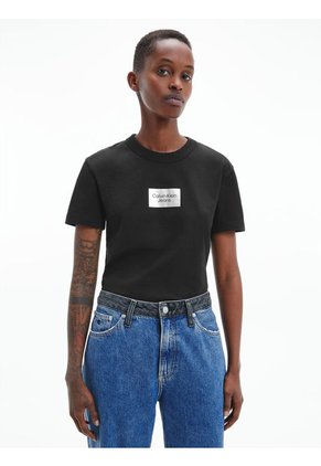 Camiseta Fina De Algodón Orgánico Mujer Negro Mujer Negro Calvin Klein