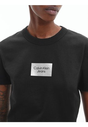 Camiseta Fina De Algodón Orgánico Mujer Negro Mujer Negro Calvin Klein