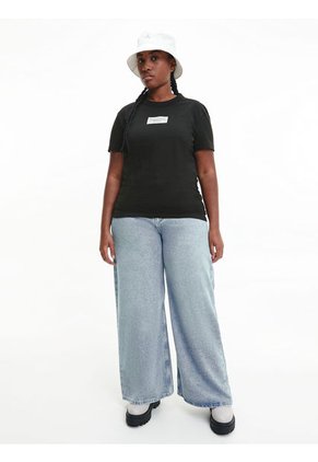 Camiseta Fina De Algodón Orgánico Mujer Negro Mujer Negro Calvin Klein