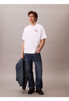 Camiseta Blanca Holgada Con Logo Gráfico Con Letras Calvin Klein