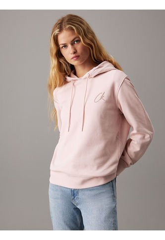 Buzo Rosado De Felpa De Algodón Con Capota Y Logo Calvin Klein Calvin Klein