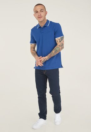 Polo Azul Royal-Blanco Calvin Klein