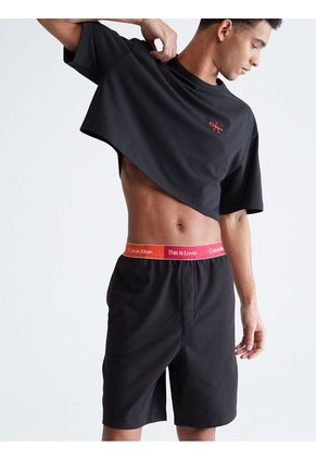 Pantalón Negro Corto De Pijama Con Logo Calvin Klein