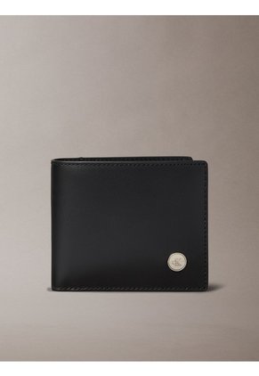 Billetera Negra De Cuero Con Logo Calvin Klein