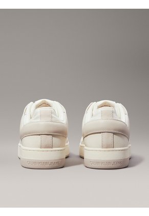 Tenis Blanco Basket De Cuero Con Detalles De Gamuza Calvin Klein