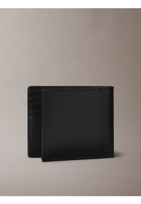 Billetera Negra De Cuero Con Logo Calvin Klein