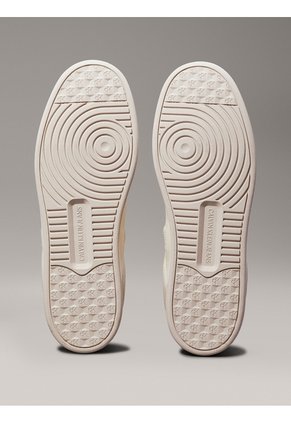 Tenis Blanco Basket De Cuero Con Detalles De Gamuza Calvin Klein