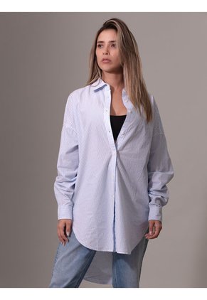 Camisa Azul Oversized Manga Larga Calvin Klein