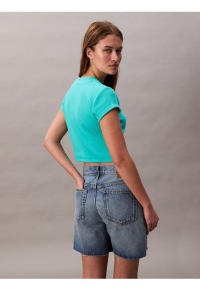 Camiseta Verde Ajustada Con Monograma Calvin Klein