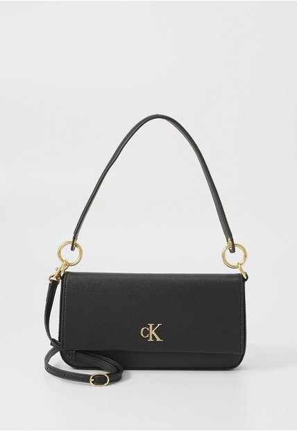 Bolso Negro De Hombro Minimal Monograma Calvin Klein