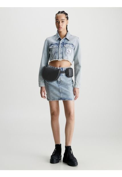 Cangurera Redonda Con Bolsillo Mujer Negro Calvin Klein