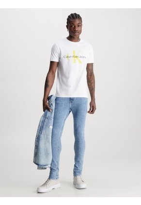 Camiseta Slim Con Monograma Hombre Blanco Calvin Klein