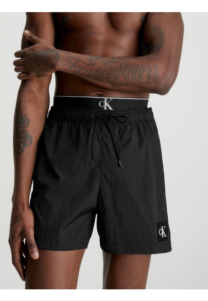 Bañador Con Cintura Doble Hombre Negro Calvin Klein