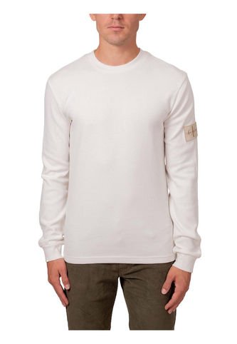 Camiseta Blanca Slim De Manga Larga De Punto Gofrado Calvin Klein Calvin Klein