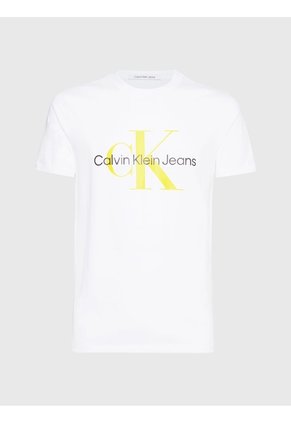 Camiseta Slim Con Monograma Hombre Blanco Calvin Klein