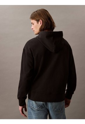 Buzo Negro Con Capota De Felpa Con Logo Estándar Calvin Klein