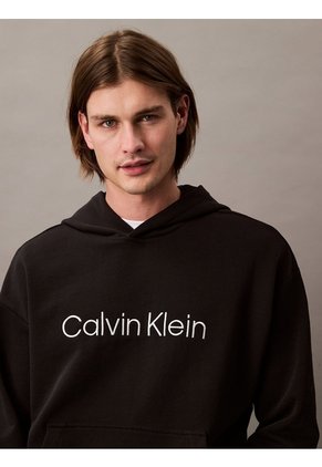 Buzo Negro Con Capota De Felpa Con Logo Estándar Calvin Klein