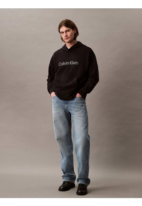 Buzo Negro Con Capota De Felpa Con Logo Estándar Calvin Klein