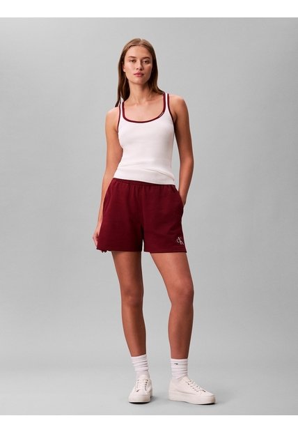 Pantalonetas Rojo De Felpa Francesa Con Logo Monograma Calvin Klein