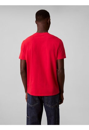 Camiseta Roja Con Micro Monograma Bordado Calvin Klein