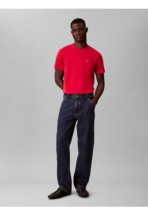 Camiseta Roja Con Micro Monograma Bordado Calvin Klein