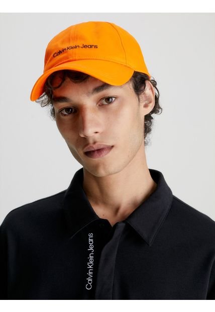 Gorra De Algodón Orgánico Con Logo Hombre Naranja Calvin Klein