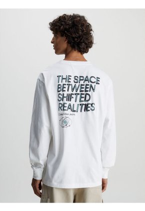 Camiseta De Manga Larga Con Estampado Hombre Blanco Calvin Klein