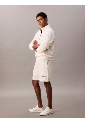 Pantaloneta Blanca De Felpa Con Logotipo Bordado Calvin Klein