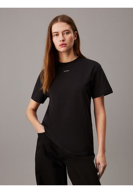 Camiseta Negra Con Logo Nano Calvin Klein