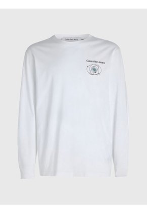 Camiseta De Manga Larga Con Estampado Hombre Blanco Calvin Klein