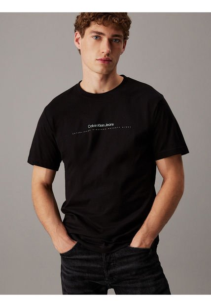 Camiseta Negra Con Logo Pequeño Calvin Klein