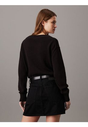 Saco Negro Tejido De Pico Con Insignia De Algodón Calvin Klein