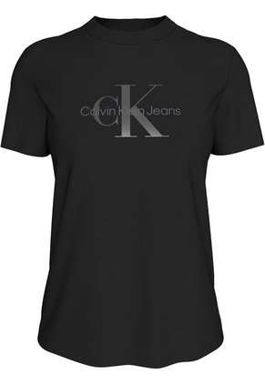 Camiseta Negra Regular Con Monograma Brillante Calvin Klein
