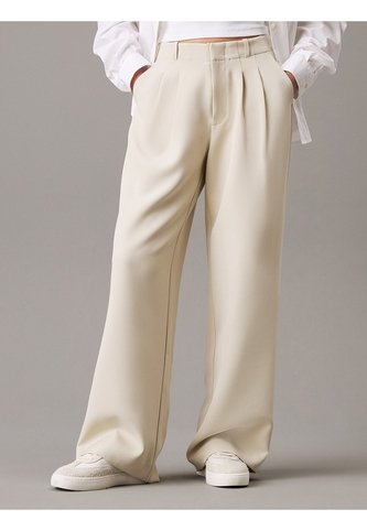 Pantalón Gris Recto De Crepé Plisado Calvin Klein Calvin Klein
