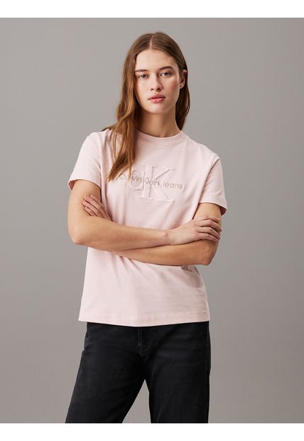 Camiseta Rosada De Chenilla Con Monograma Calvin Klein