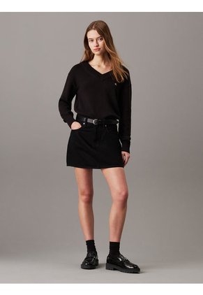 Saco Negro Tejido De Pico Con Insignia De Algodón Calvin Klein