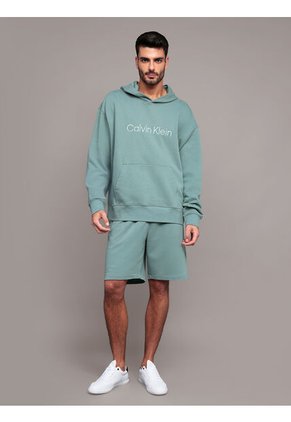 Buzo Gris Con Capota De Felpa Con Logo Estándar Calvin Klein