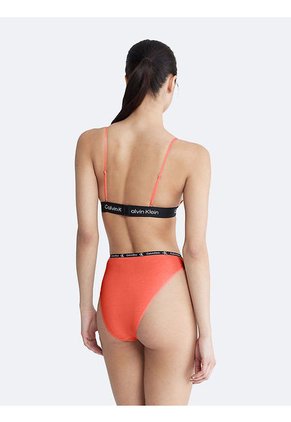 Pantie Naranja De Corte Alto Con Logo Calvin Klein