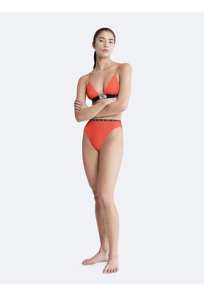 Pantie Naranja De Corte Alto Con Logo Calvin Klein
